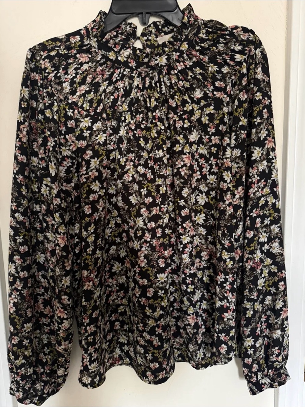 LOFT Black Floral Blouse